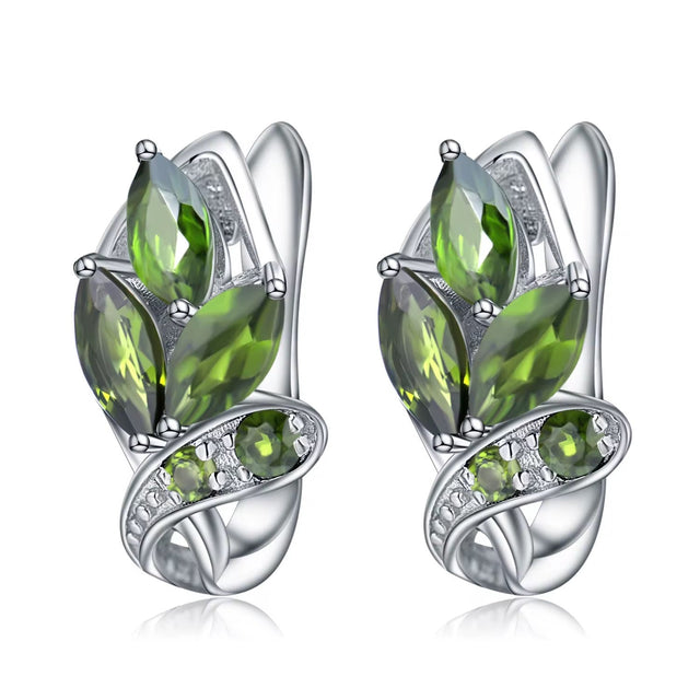 Silver 3.11 ct Chrome Diopside Earrings
