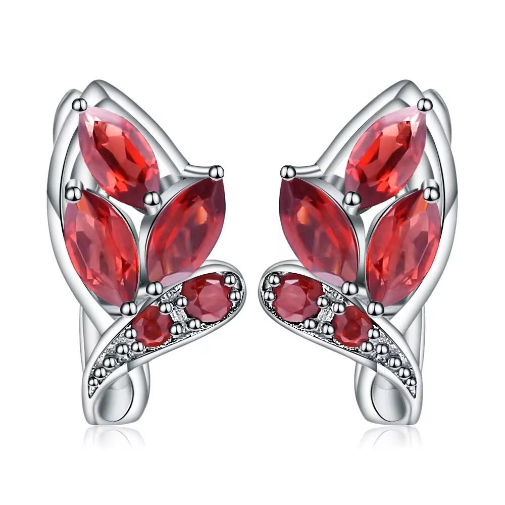 Silver 3.11 ct Garnet Earrings