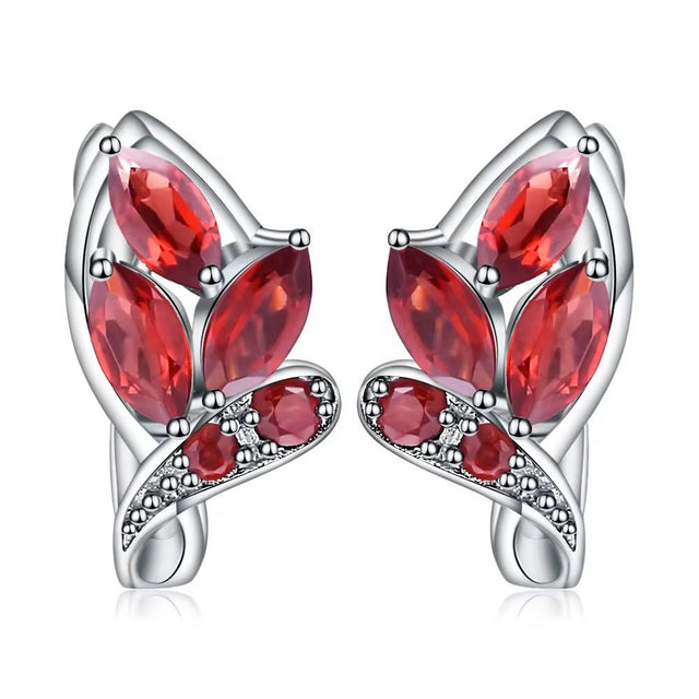 Silver 3.11 ct Garnet Earrings