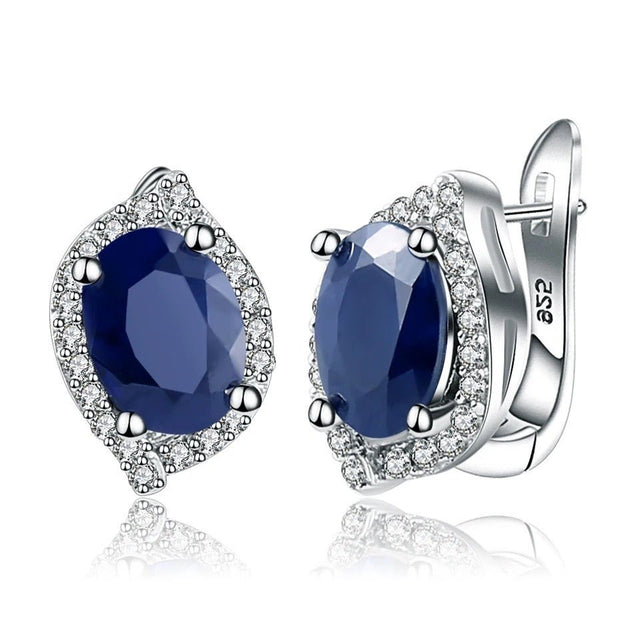 Silver 3.26 ct Sapphire Earrings