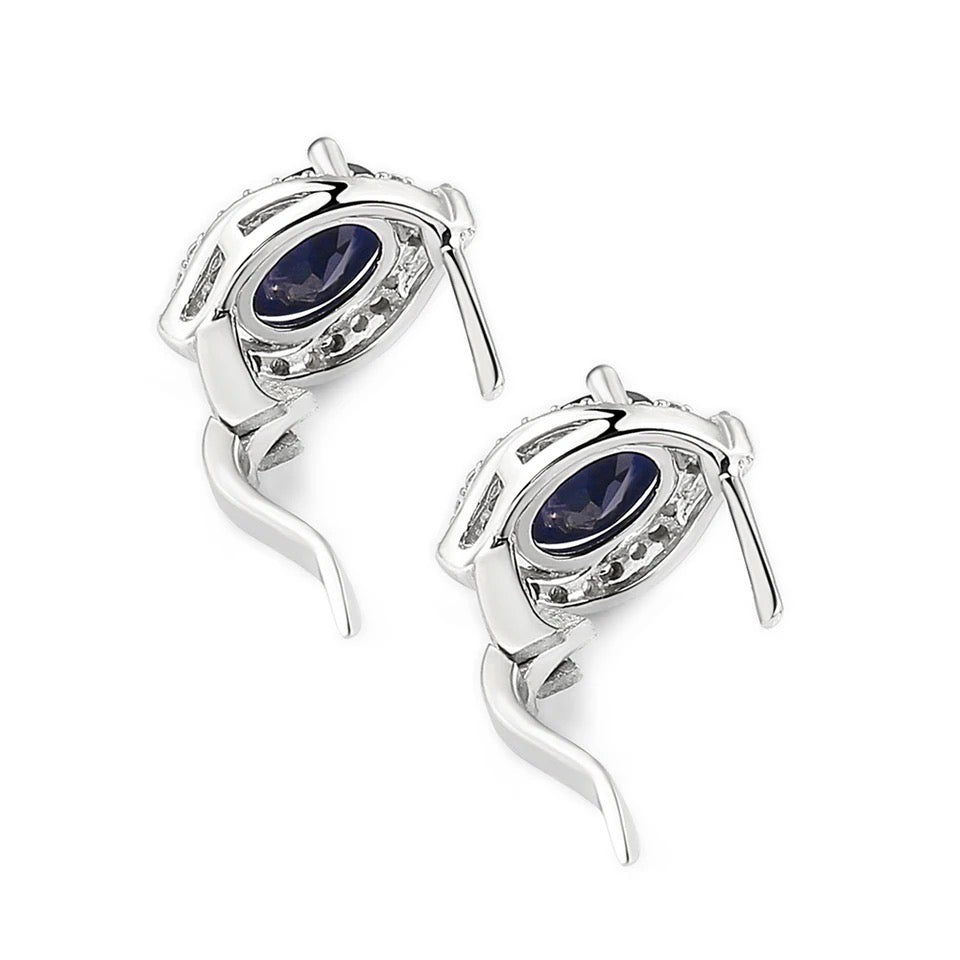 Silver 3.26 ct Sapphire Earrings