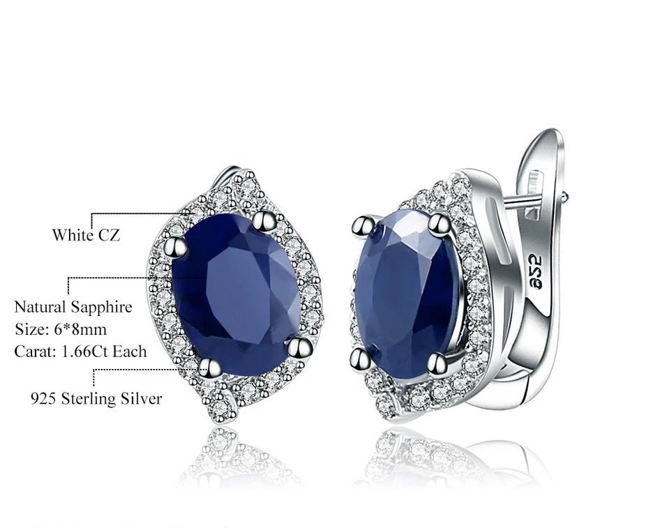 Silver 3.26 ct Sapphire Earrings