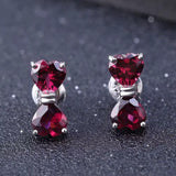 Silver 3.36 ct Rhodolite Garnet Heart Shaped Earrings
