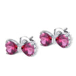 Silver 3.36 ct Rhodolite Garnet Heart Shaped Earrings