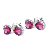Silver 3.36 ct Rhodolite Garnet Heart Shaped Earrings