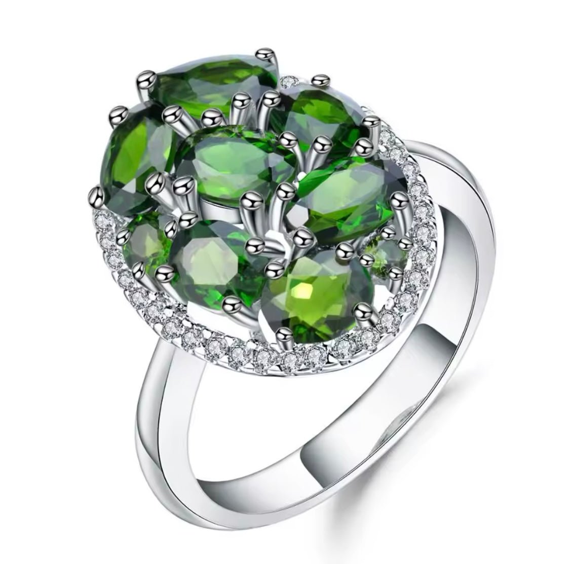 Silver 3.43 ct Chrome Diopside Ring