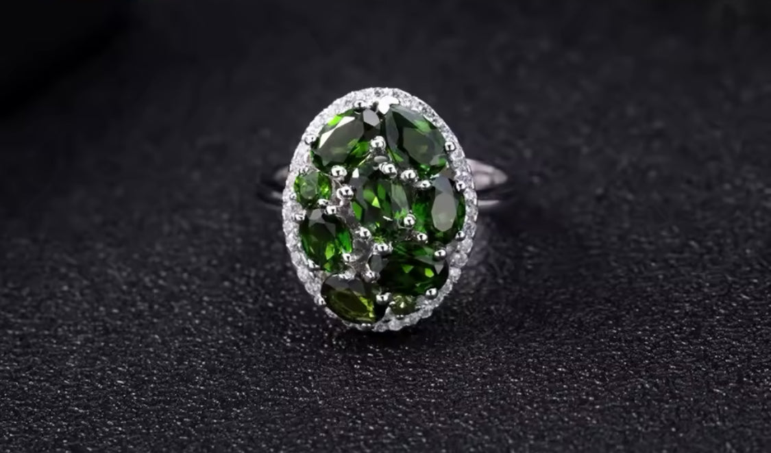 Silver 3.43 ct Chrome Diopside Ring