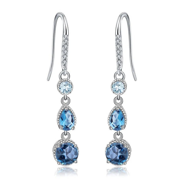 Silver 3.46 ct Topaz Earrings