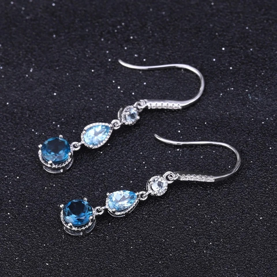 Silver 3.46 ct Topaz Earrings