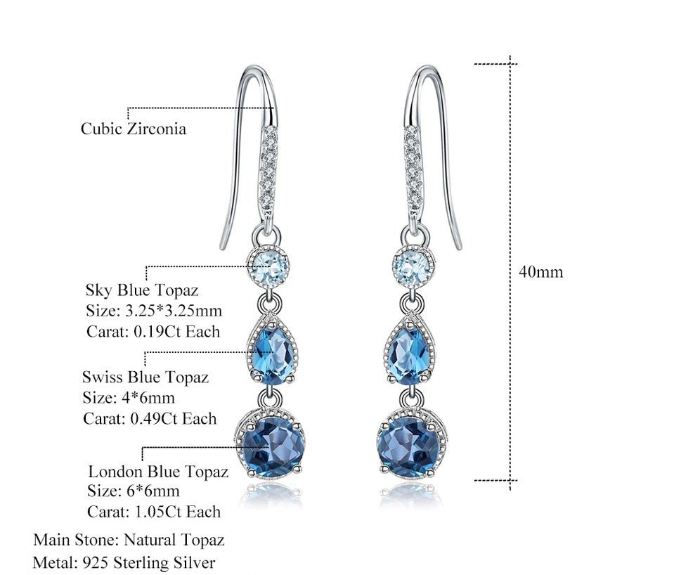 Silver 3.46 ct Topaz Earrings