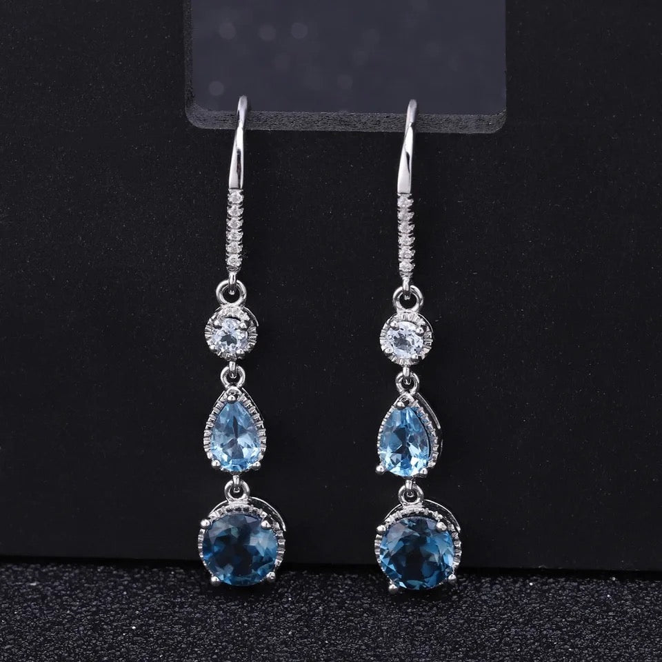 Silver 3.46 ct Topaz Earrings