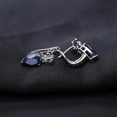 Silver 3.47 ct Sapphire Earrings