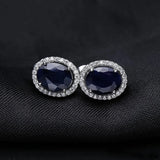 Silver 4.04 ct Sapphire Earrings