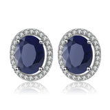 Silver 4.04 ct Sapphire Earrings