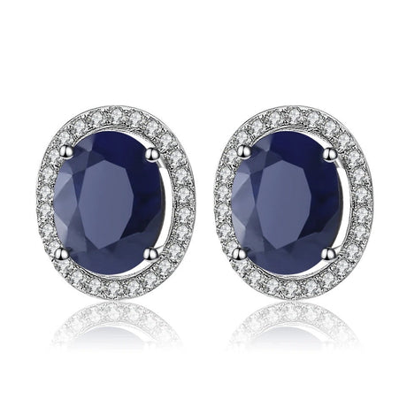 Silver 4.04 ct Sapphire Earrings