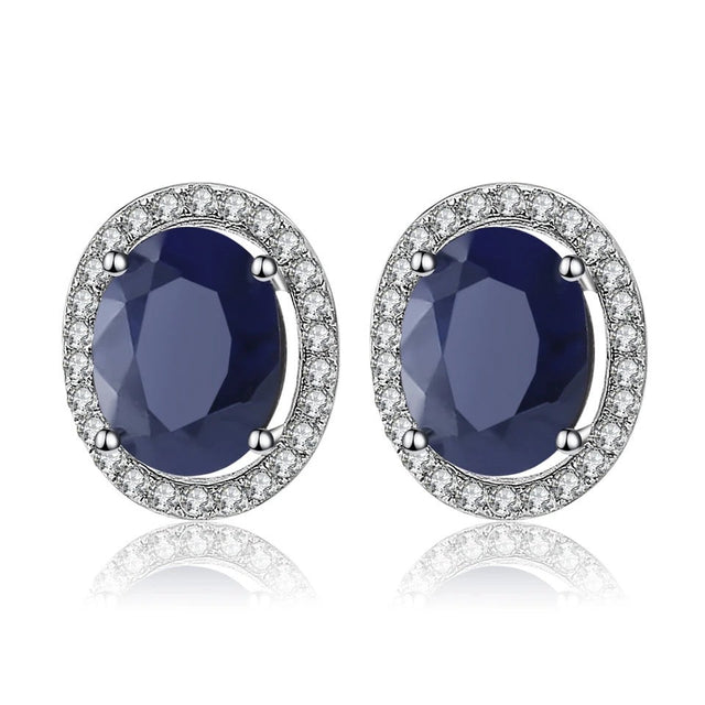 Silver 4.04 ct Sapphire Earrings