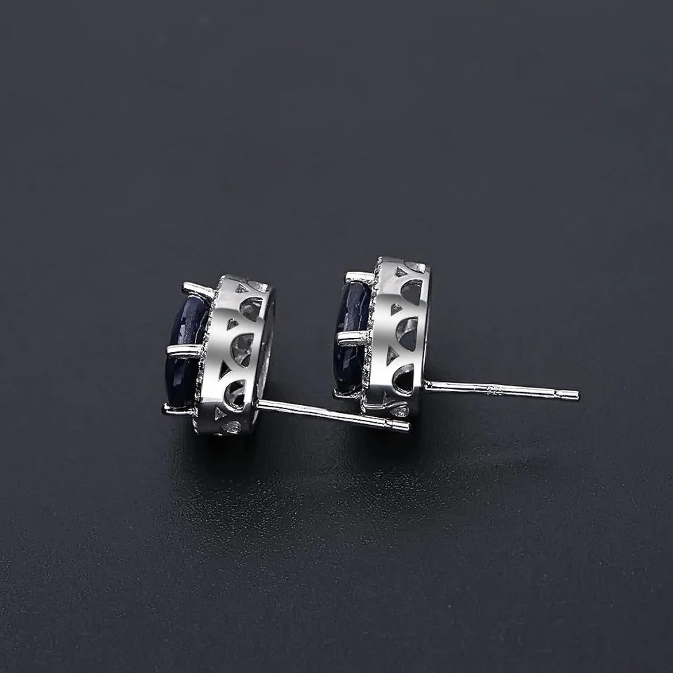 Silver 4.04 ct Sapphire Earrings
