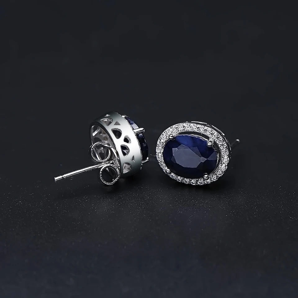 Silver 4.04 ct Sapphire Earrings