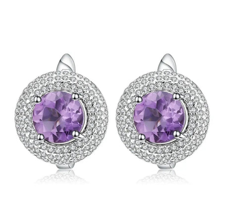Silver 4.73 ct Amethyst Earrings