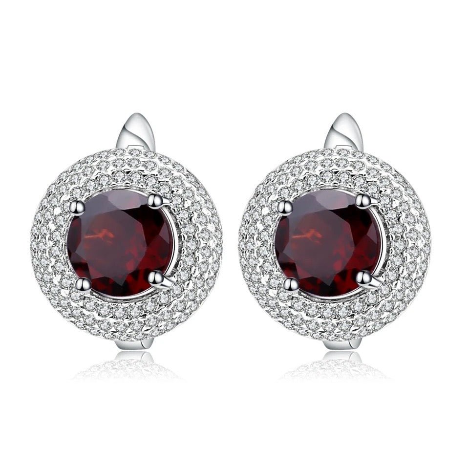 Silver 4.73 ct Garnet Earrings
