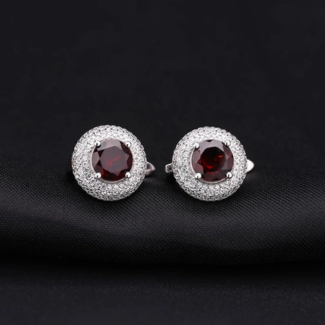 Silver 4.73 ct Garnet Earrings