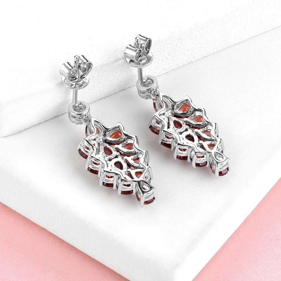 Silver 4.80 ct Garnet Earrings