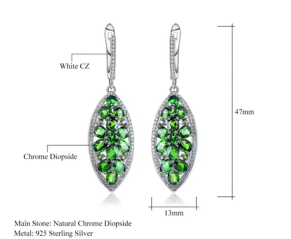 Silver 5.45 ct Chrome Diopside Earrings