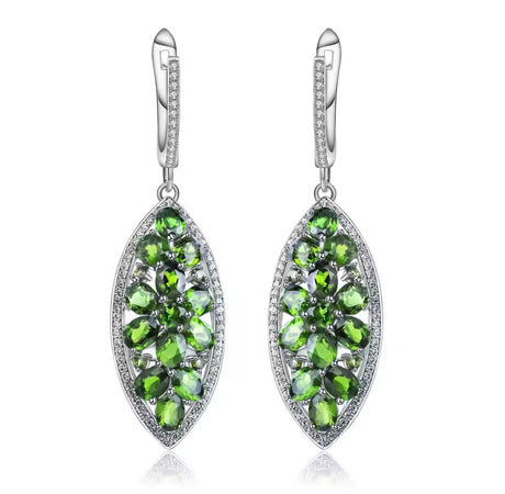 Silver 5.45 ct Chrome Diopside Earrings