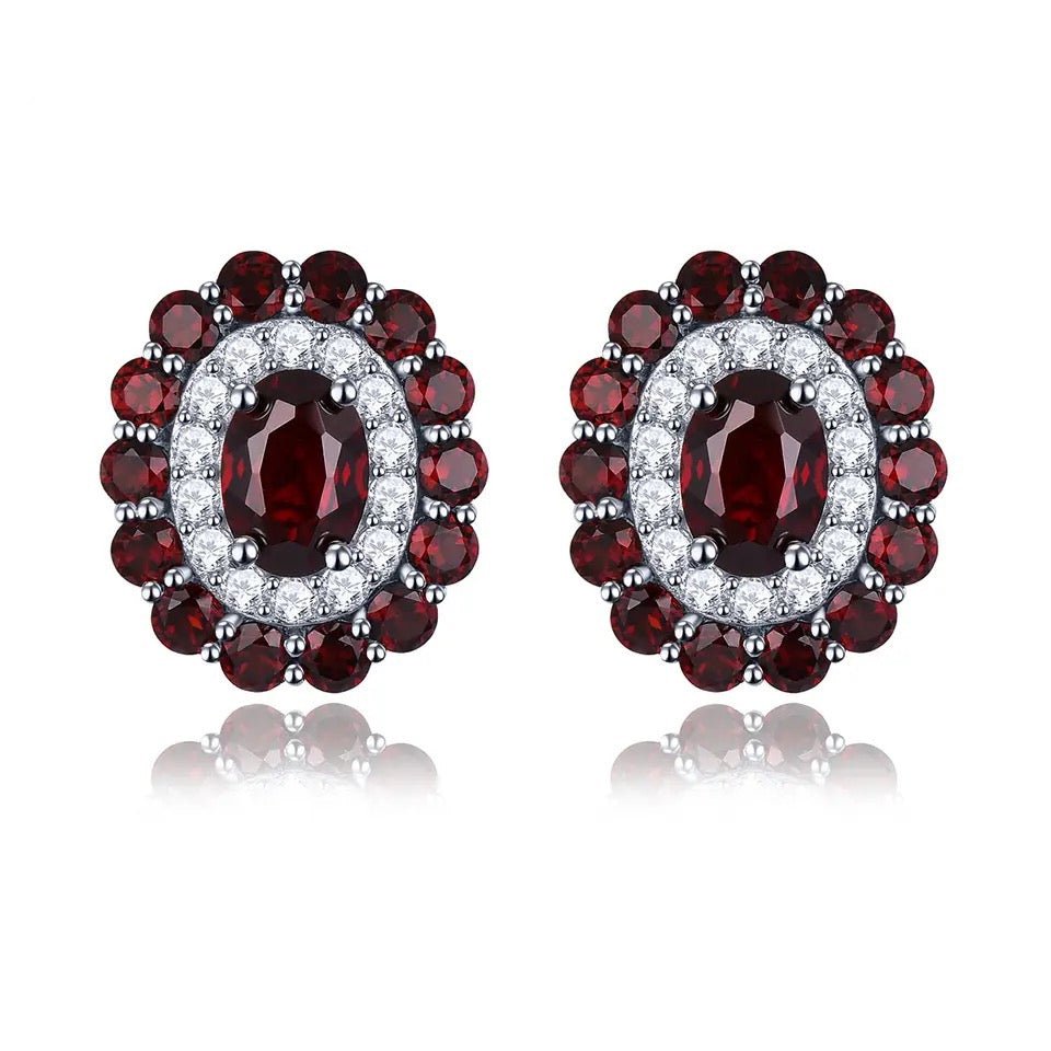Silver 5.50 ct Garnet Earrings