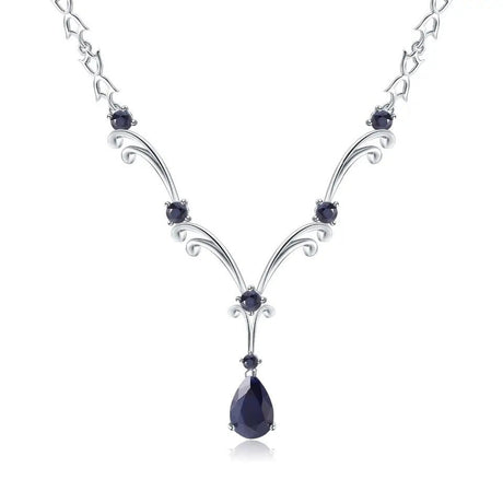 Silver 5.61 ct Sapphire Necklace