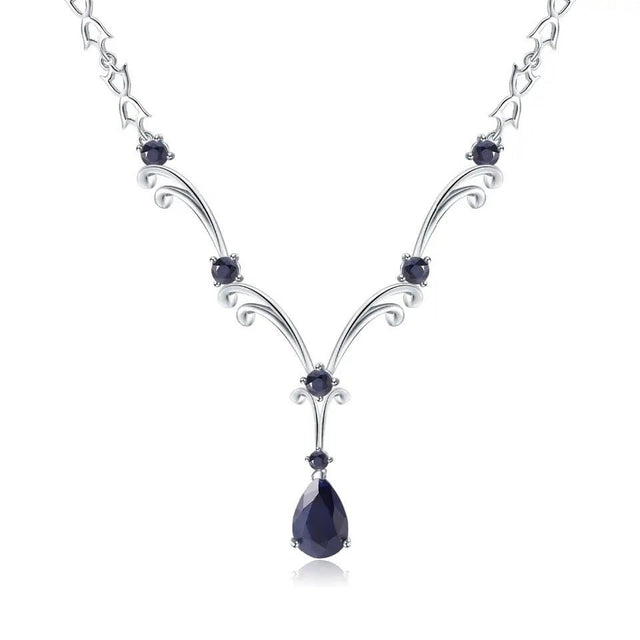 Silver 5.61 ct Sapphire Necklace