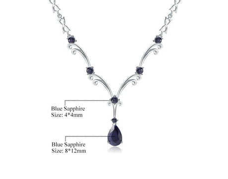 Silver 5.61 ct Sapphire Necklace