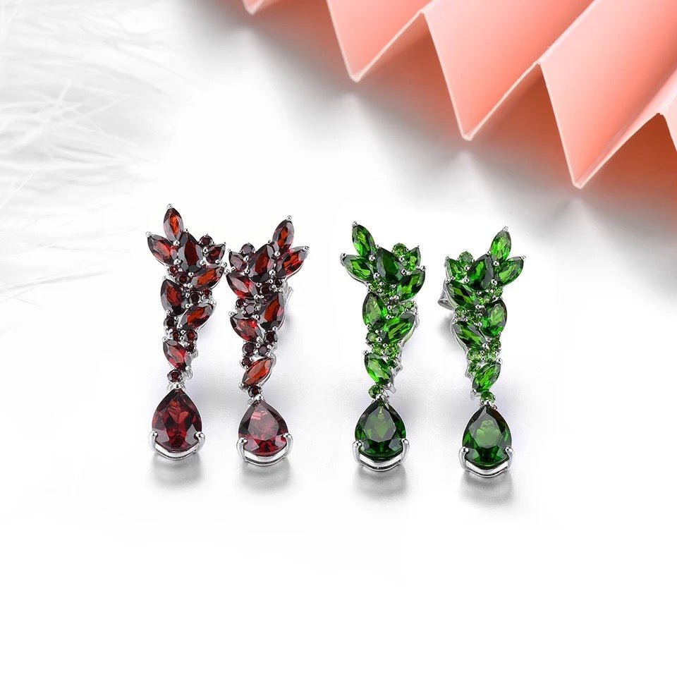 Silver 5.80 ct Garnet Earrings