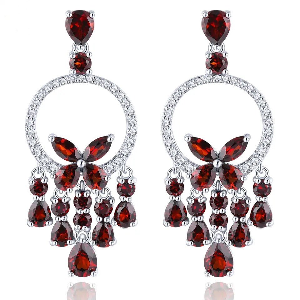 Silver 5.80 ct Garnet Earrings