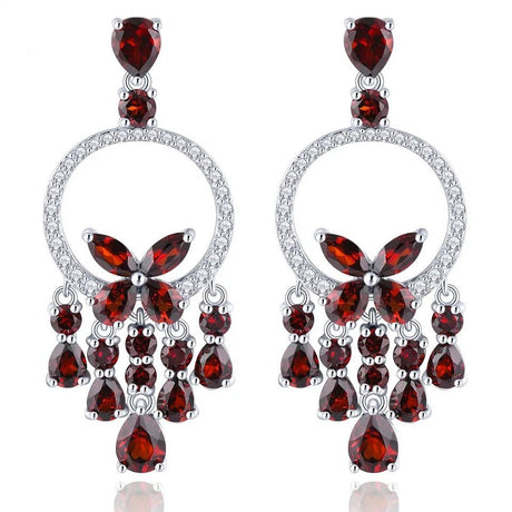 Silver 5.80 ct Garnet Earrings