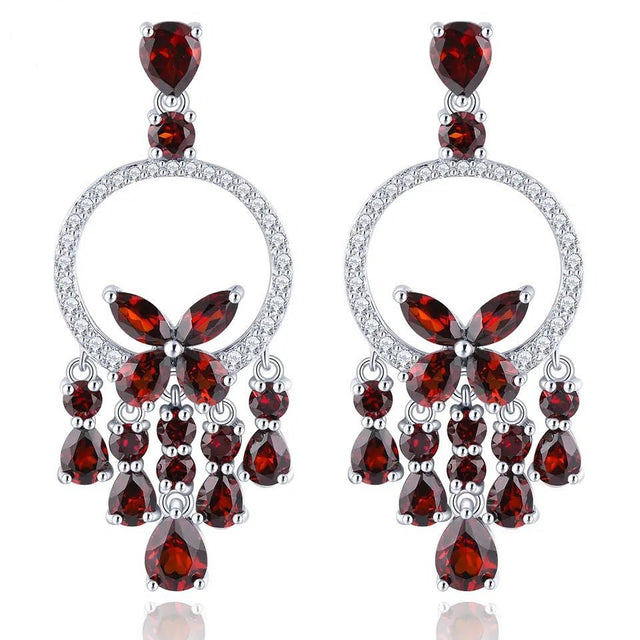 Silver 5.80 ct Garnet Earrings