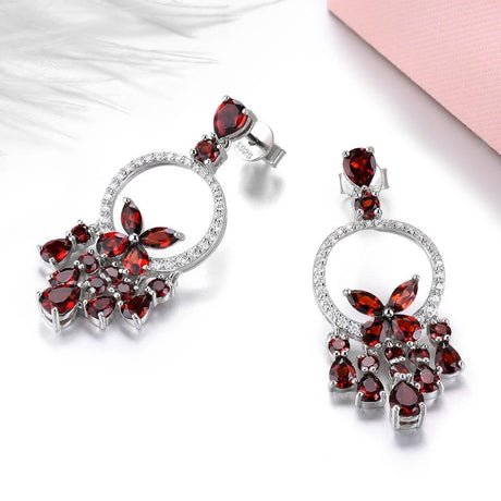 Silver 5.80 ct Garnet Earrings