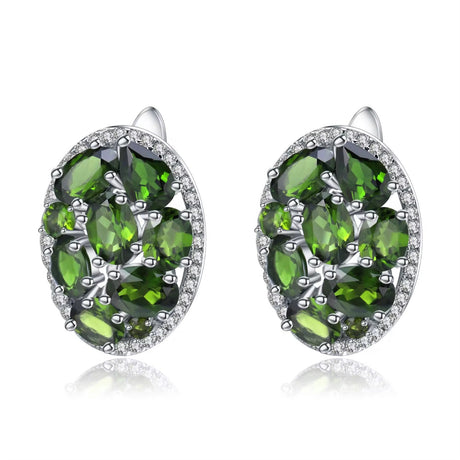 Silver 6.86 ct Chrome Diopside Earrings