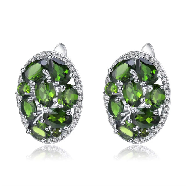 Silver 6.86 ct Chrome Diopside Earrings