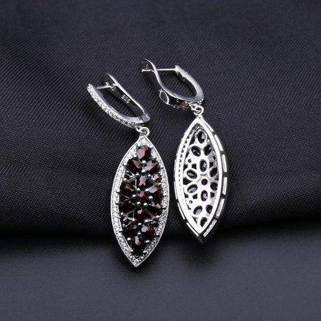 Silver 6.90 ct Garnet Earrings