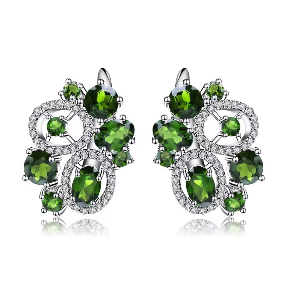 Silver 7.04 ct Chrome Diopside Earrings
