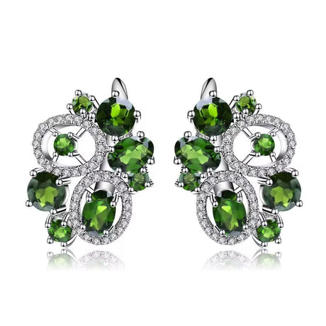 Silver 7.04 ct Chrome Diopside Earrings