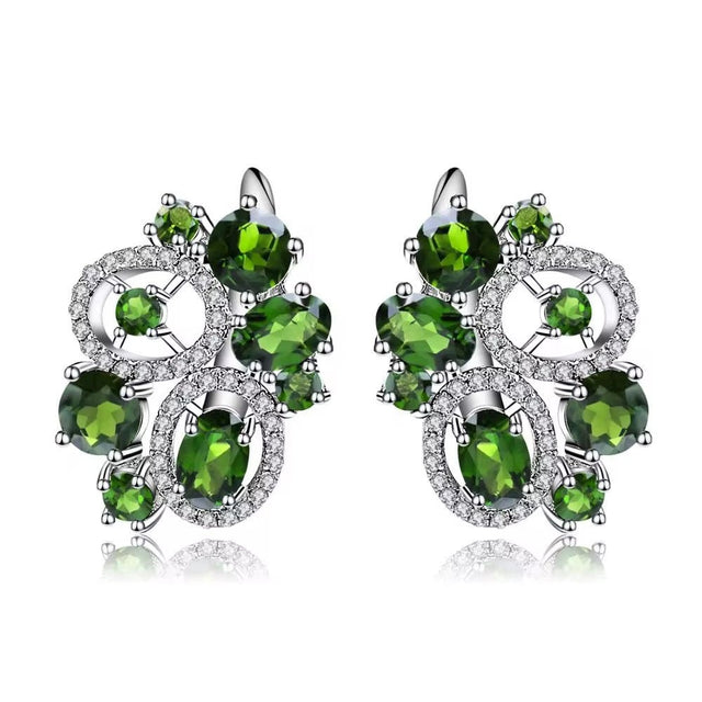 Silver 7.04 ct Chrome Diopside Earrings