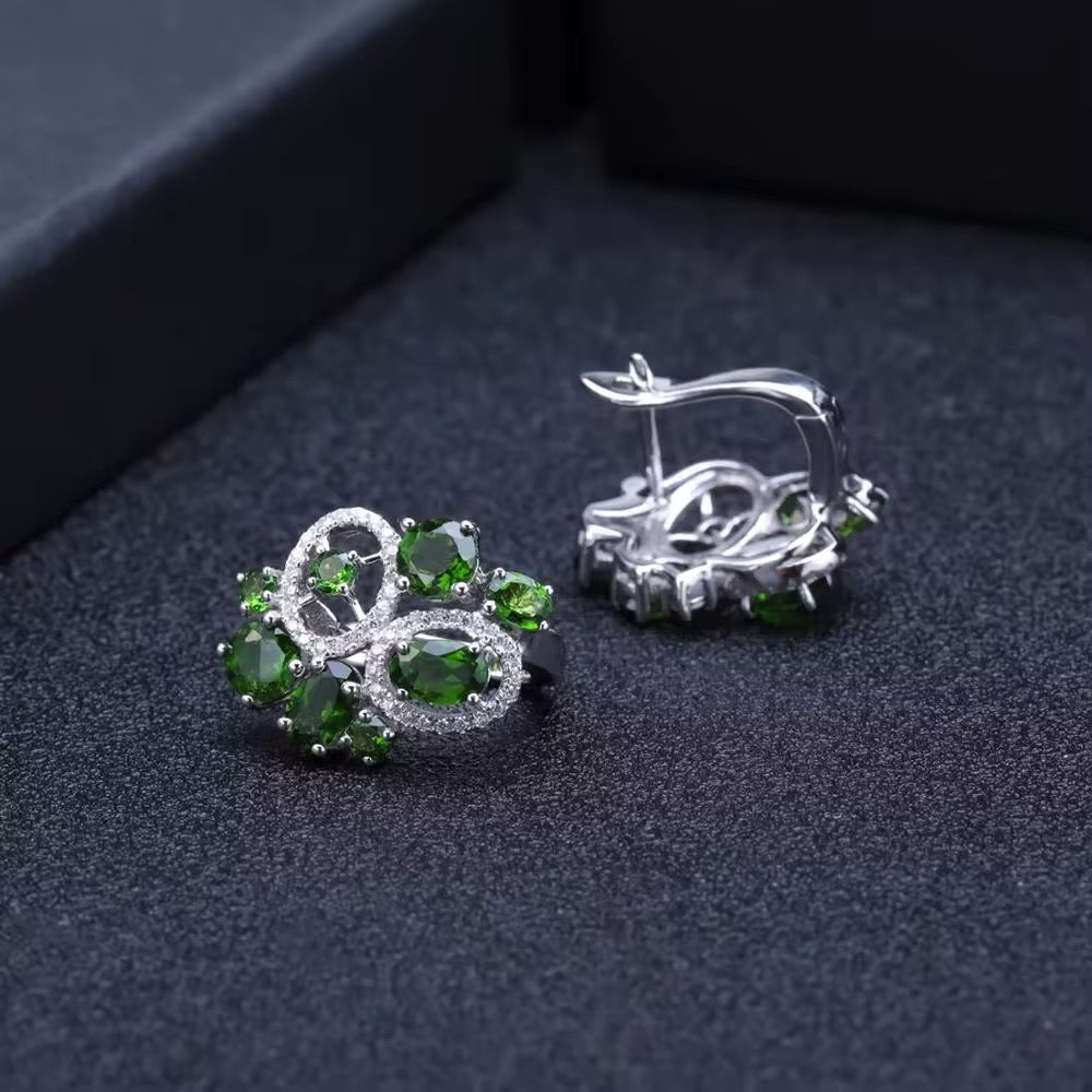 Silver 7.04 ct Chrome Diopside Earrings