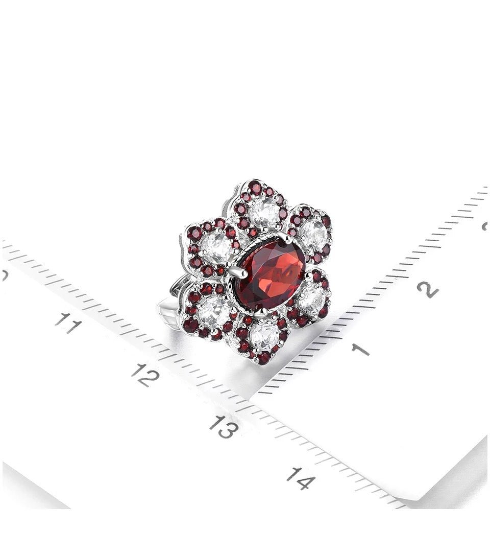 Silver 8.00 ct Garnet Earrings