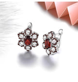 Silver 8.00 ct Garnet Earrings