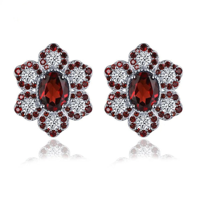 Silver 8.00 ct Garnet Earrings