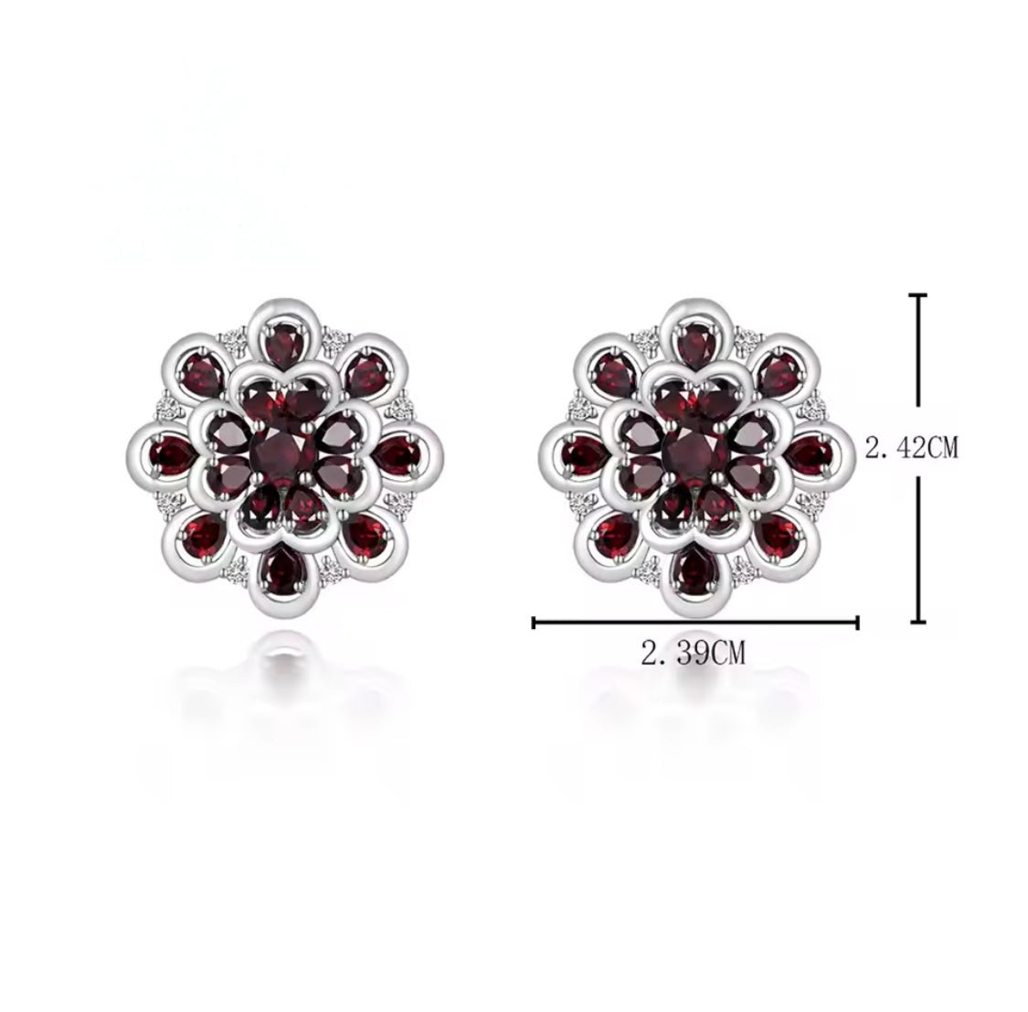 Silver 8.40 ct Garnet Earrings