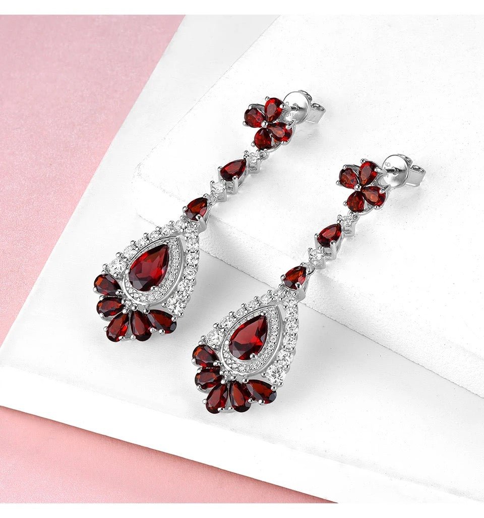 Silver 8.50 ct Garnet Earrings