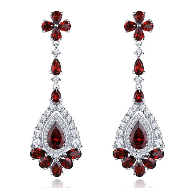 Silver 8.50 ct Garnet Earrings